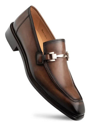 Mezlan Barsotti Chocolate Hand-Burnished Calfskin Ornament Slip On Loafers