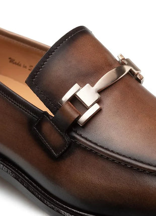 Mezlan Barsotti Chocolate Hand-Burnished Calfskin Ornament Slip On Loafers
