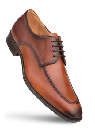 Mezlan Mens Solid Cognac Brown Lace-up Oxford Apron Toe Leather Dress Shoes