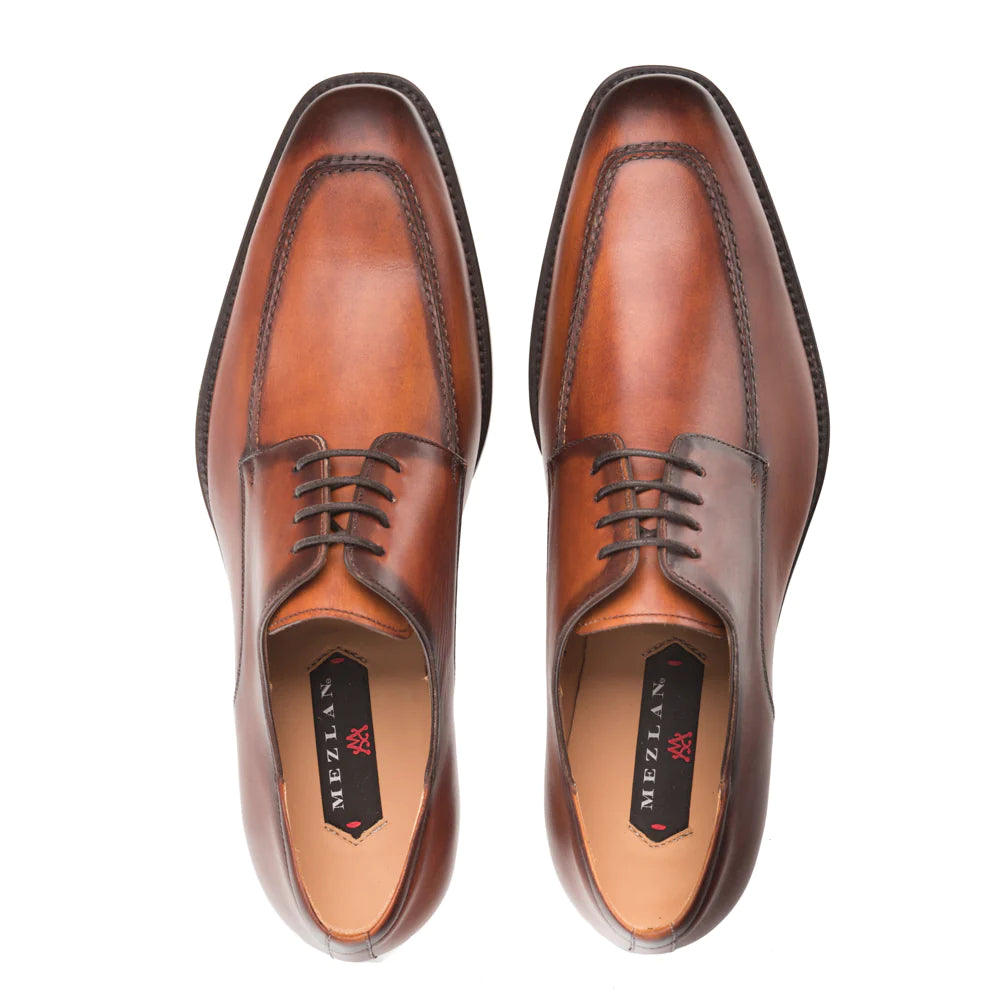 Mezlan Mens Solid Cognac Brown Lace-up Oxford Apron Toe Leather Dress Shoes 9 Mezlan Mens Solid Cognac Brown Lace-up Oxford Apron Toe Leather Dress Shoes 9