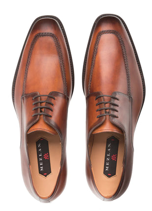 Mezlan Mens Solid Cognac Brown Lace-up Oxford Apron Toe Leather Dress Shoes