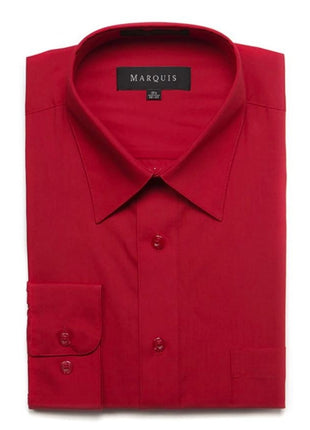 Marquis Mens Classic Fit Solid Red Cotton Blend Dress Shirt