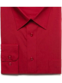 Thumbnail for Marquis Mens Classic Fit Solid Red Cotton Blend Dress Shirt