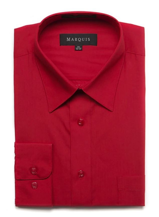 Marquis Mens Classic Fit Solid Red Cotton Blend Dress Shirt