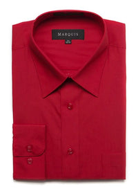 Thumbnail for Marquis Mens Classic Fit Solid Red Cotton Blend Dress Shirt