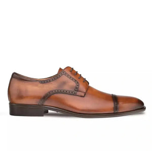 Mezlan Mens Cognac Brown Lace up Oxford Cap Toe Leather Dress