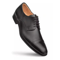 Thumbnail for Mezlan SHOES Mezlan Mens Black Lace-up Oxford Cap Toe Leather Dress Shoes