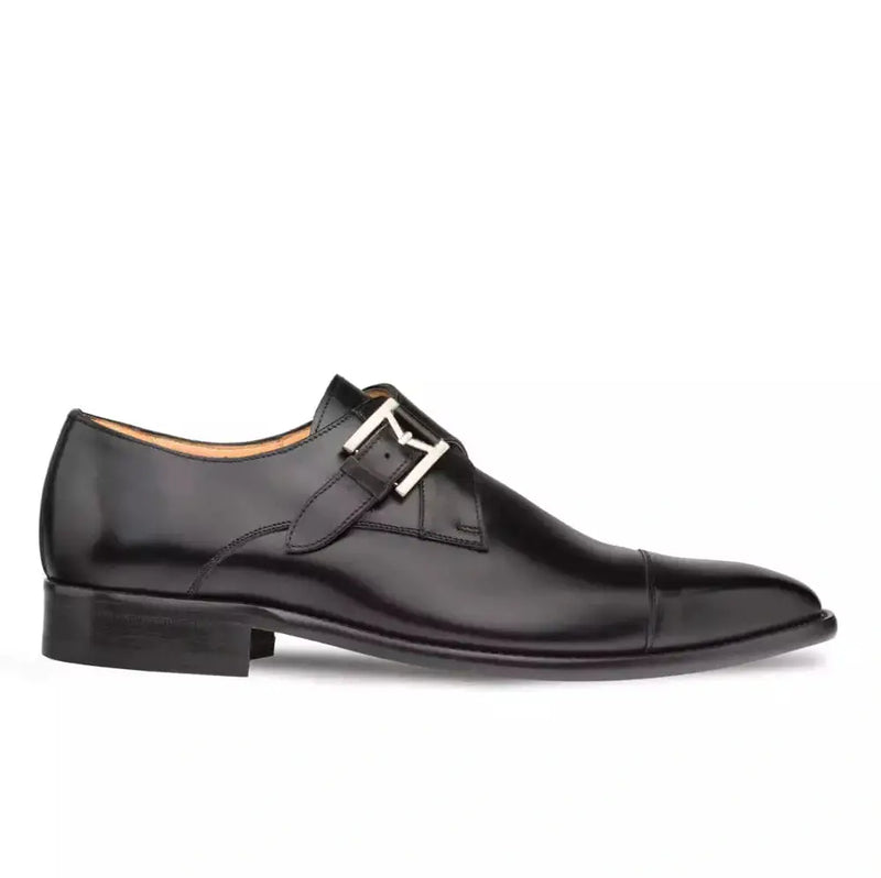 Mezlan Mens Black Single Monk Strap Cap Toe Leather Dress Shoes, 11.5