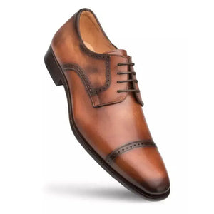 Mezlan Mens Cognac Brown Lace up Oxford Cap Toe Leather