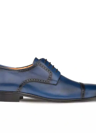 Mezlan SHOES Mezlan Mens Navy Lace-up Oxford Cap Toe Leather Dress Shoes