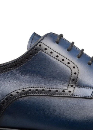 Mezlan SHOES Mezlan Mens Navy Lace-up Oxford Cap Toe Leather Dress Shoes