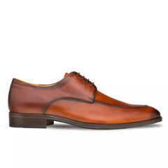 Mezlan SHOES Mezlan Mens Solid Cognac Brown Lace-up Oxford Apron Toe Leather Dress Shoes