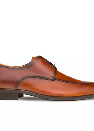 Mezlan SHOES Mezlan Mens Solid Cognac Brown Lace-up Oxford Apron Toe Leather Dress Shoes