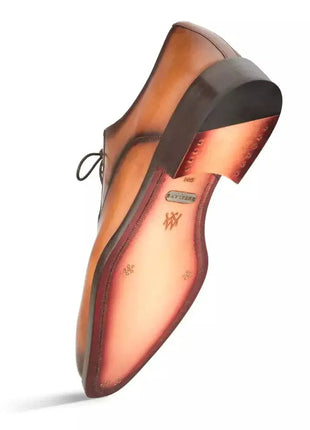 Mezlan SHOES Mezlan Mens Solid Cognac Brown Lace-up Oxford Apron Toe Leather Dress Shoes