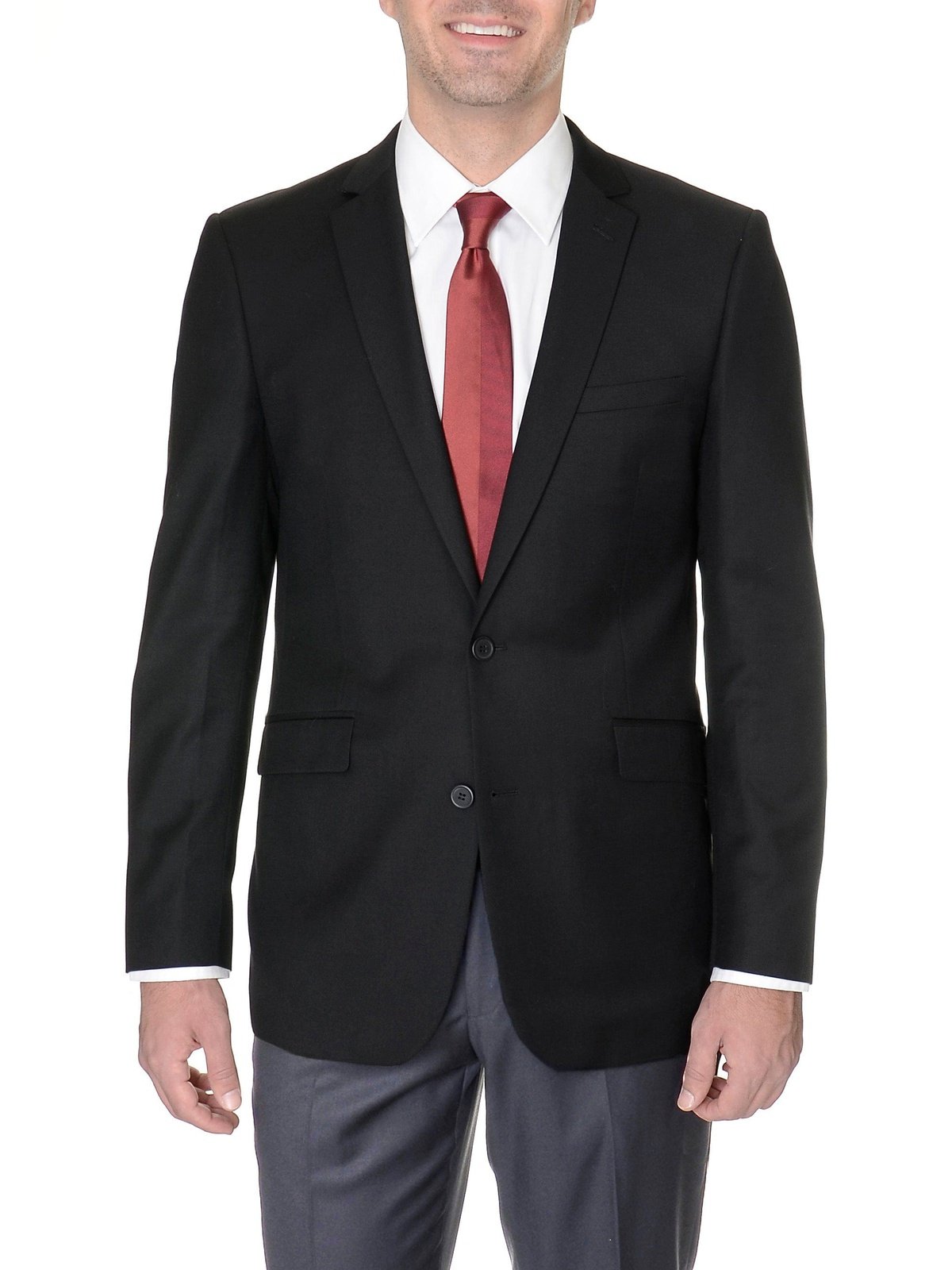 Michael Kors BLAZERS Micheal Kors Modern Fit Solid Black Two Button Wool Blend Blazer Suit Jacket