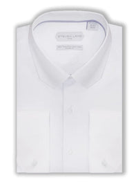 Thumbnail for Steven Land Mens White Cotton Classic Fit French Cuff Non-Iron Mitered Dress Shirt