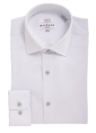 Modena SHIRTS Mens Cotton Blend Gray Twill Slim Fit Spread Collar Dress Shirt
