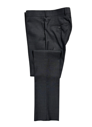 Sample Production Gray & Black Diamond Weave Notch Lapel Classic Fit 2-Button Wool Suit - 36R