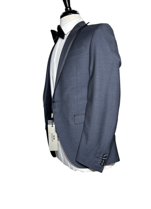 Corneliani CC Collection Blue Textured Peak Lapel Slim Fit 3-Piece Wool Mohair Tuxedo - 36R