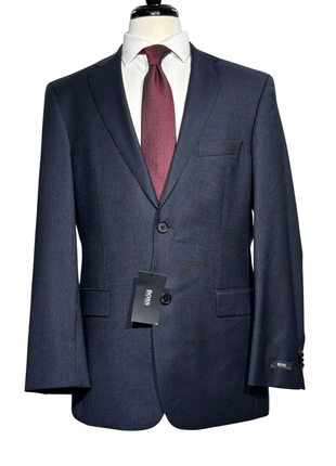 Hugo Boss Mens Charcoal Pinstripe Notch Lapels Classic Fit 2 Button Wool Suit - 40R