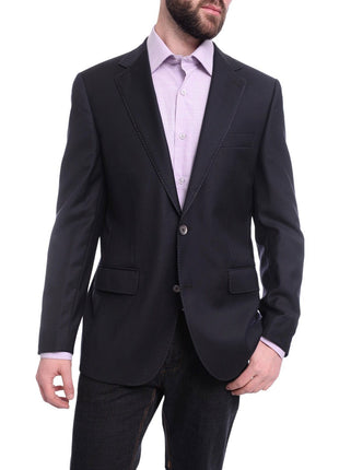 Napoli BLAZERS 46S Napoli Mens Solid Navy Blue Classic Fit Wool Cashmere 2 Button Blazer Sportcoat