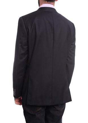 Napoli BLAZERS 46S Napoli Mens Solid Navy Blue Classic Fit Wool Cashmere 2 Button Blazer Sportcoat