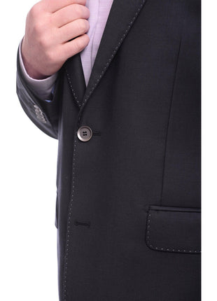 Napoli BLAZERS 46S Napoli Mens Solid Navy Blue Classic Fit Wool Cashmere 2 Button Blazer Sportcoat
