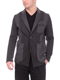 Thumbnail for Napoli BLAZERS Mens Extra Slim Fit Napoli Gray Patchwork Unlined Unstructured Wool Sportcoat
