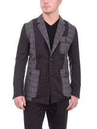 Thumbnail for Napoli BLAZERS Mens Napoli Charcoal Gray Patchwork Unstructured Unlined Wool Sportcoat