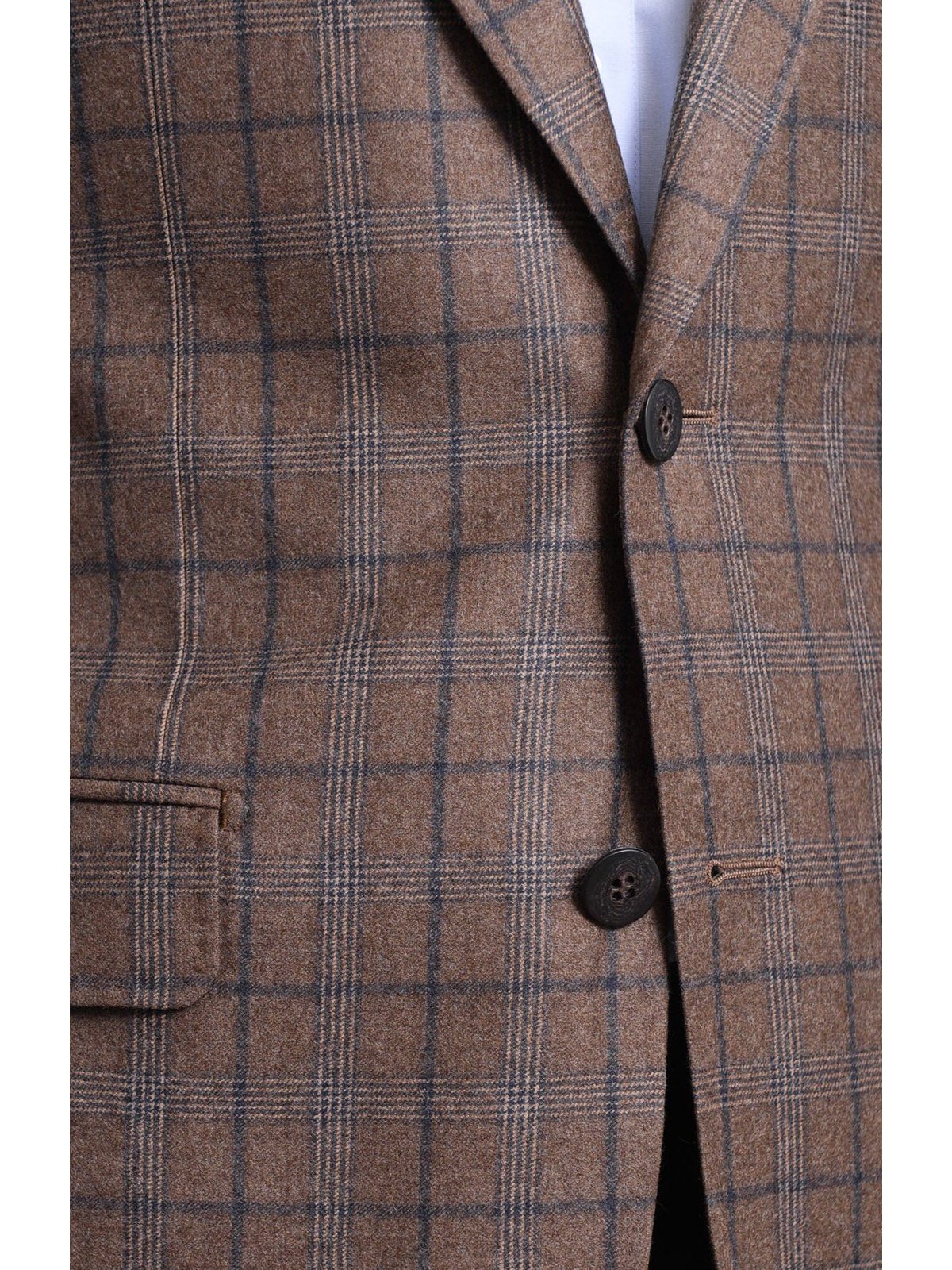 Napoli BLAZERS Mens Napoli Slim Fit Brown Blue Plaid Half Canvassed Reda Wool Blazer Sportcoat