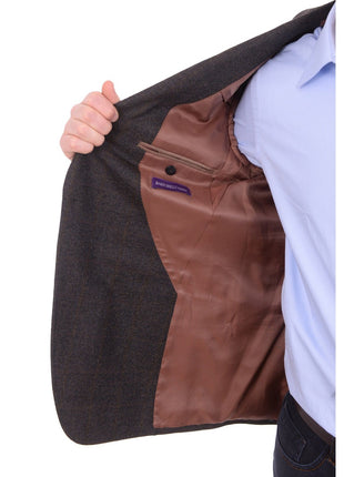 Napoli BLAZERS Mens Napoli Slim Fit Brown Textured Half Canvassed Wool Blazer Sportcoat