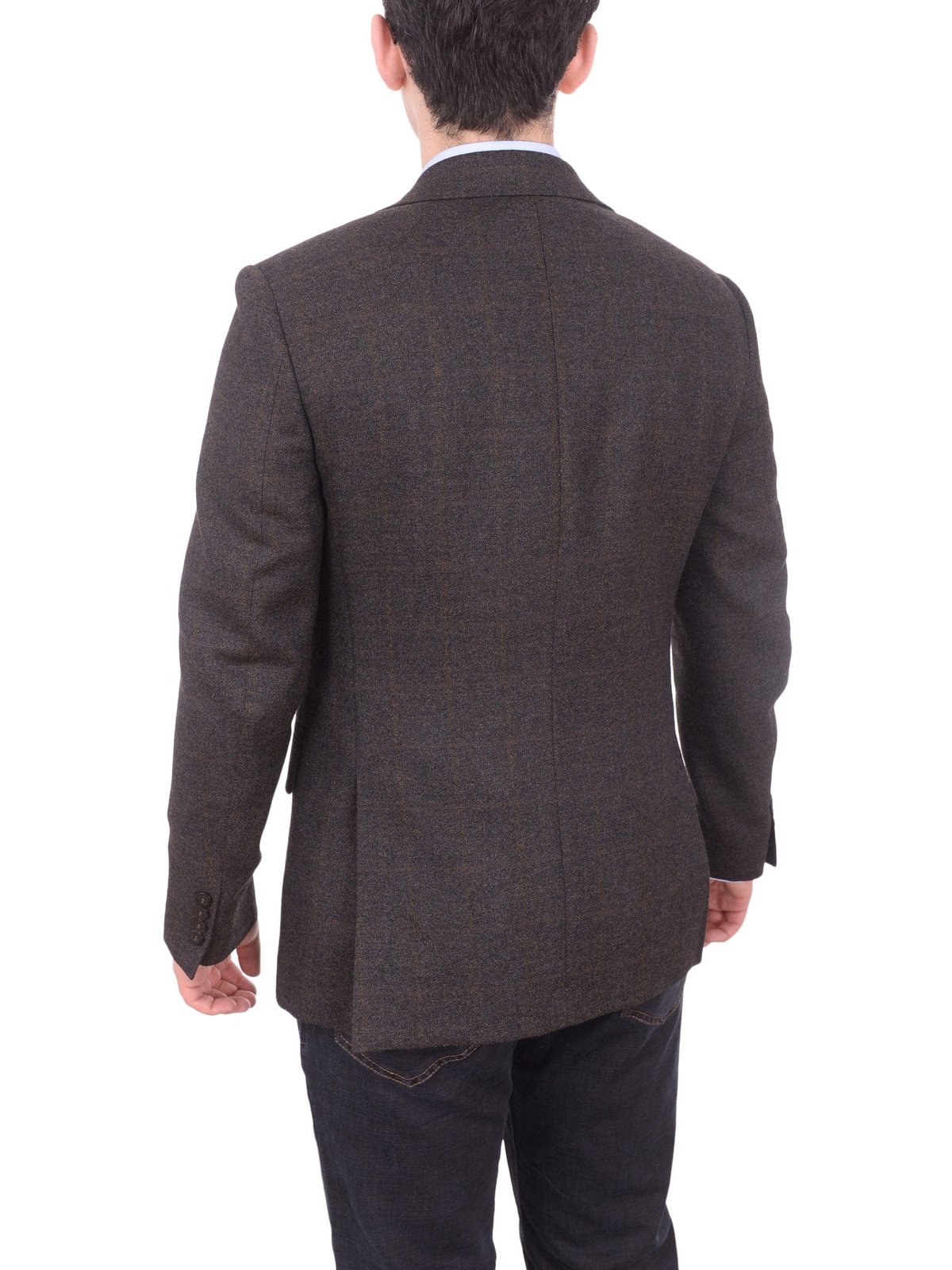 Napoli BLAZERS Mens Napoli Slim Fit Brown Textured Half Canvassed Wool Blazer Sportcoat