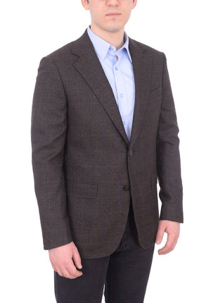 Napoli BLAZERS Mens Napoli Slim Fit Brown Textured Half Canvassed Wool Blazer Sportcoat
