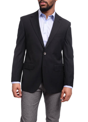 Napoli BLAZERS Napoli Classic Fit Navy Blue Tonal Houndstooth Half Canvassed Wool Silk Blazer