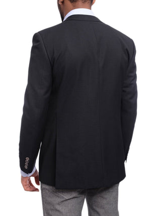 Napoli BLAZERS Napoli Classic Fit Navy Blue Tonal Houndstooth Half Canvassed Wool Silk Blazer