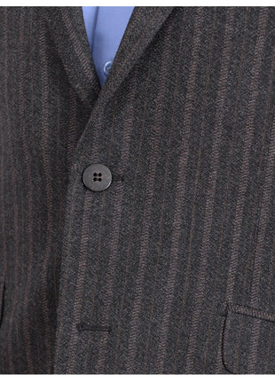 Napoli BLAZERS Napoli Gray Brown Striped Flannel Half Canvassed Wool Sportcoat Elbow Patches