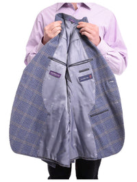 Thumbnail for Napoli BLAZERS Napoli Slim Fit Blue Check With Windowpane Two Button Half Canvassed Wool Blazer