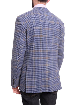 Napoli BLAZERS Napoli Slim Fit Blue Check With Windowpane Two Button Half Canvassed Wool Blazer