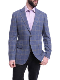 Thumbnail for Napoli BLAZERS Napoli Slim Fit Blue Check With Windowpane Two Button Half Canvassed Wool Blazer