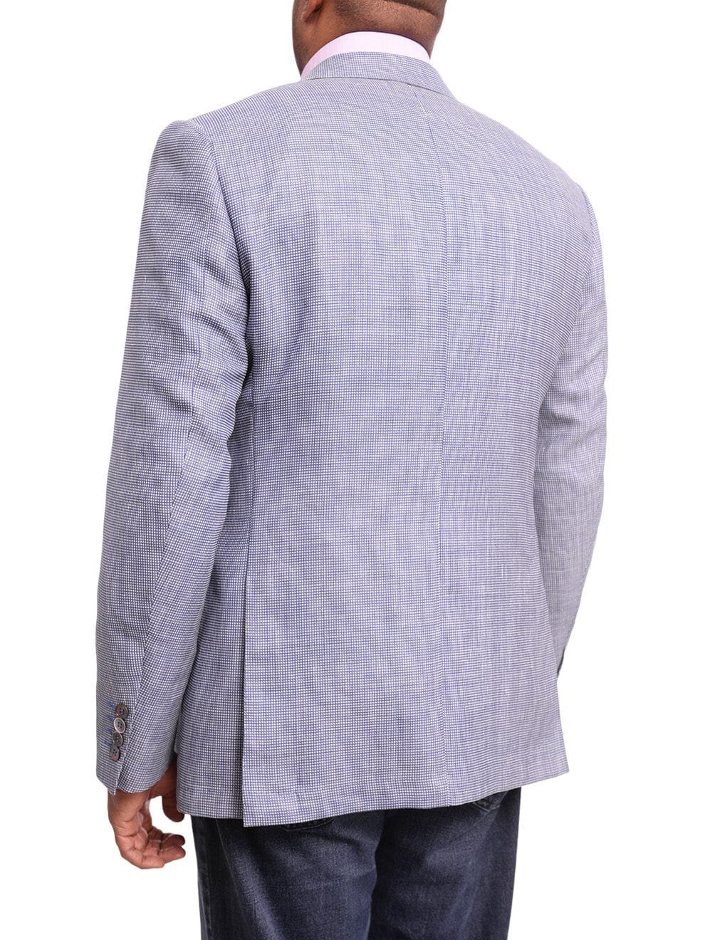Napoli BLAZERS Napoli Slim Fit Blue Textured Two Button Half Canvassed Linen Blazer Sportcoat