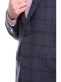 Thumbnail for Napoli BLAZERS Napoli Slim Fit Blue With Navy Windowpane Half Canvassed Wool Blazer Sportcoat