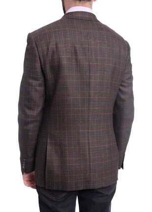 Napoli BLAZERS Napoli Slim Fit Brown Glen Plaid Two Button Half Canvassed Wool Blazer Sportcoat