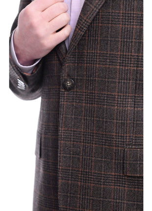 Napoli BLAZERS Napoli Slim Fit Brown Glen Plaid Two Button Half Canvassed Wool Blazer Sportcoat