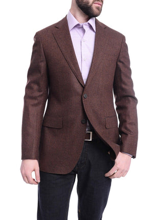 Napoli BLAZERS Napoli Slim Fit Brown Herringbone Half Canvassed Loro Piana Wool Sportcoat