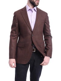 Thumbnail for Napoli BLAZERS Napoli Slim Fit Brown Herringbone Half Canvassed Loro Piana Wool Sportcoat