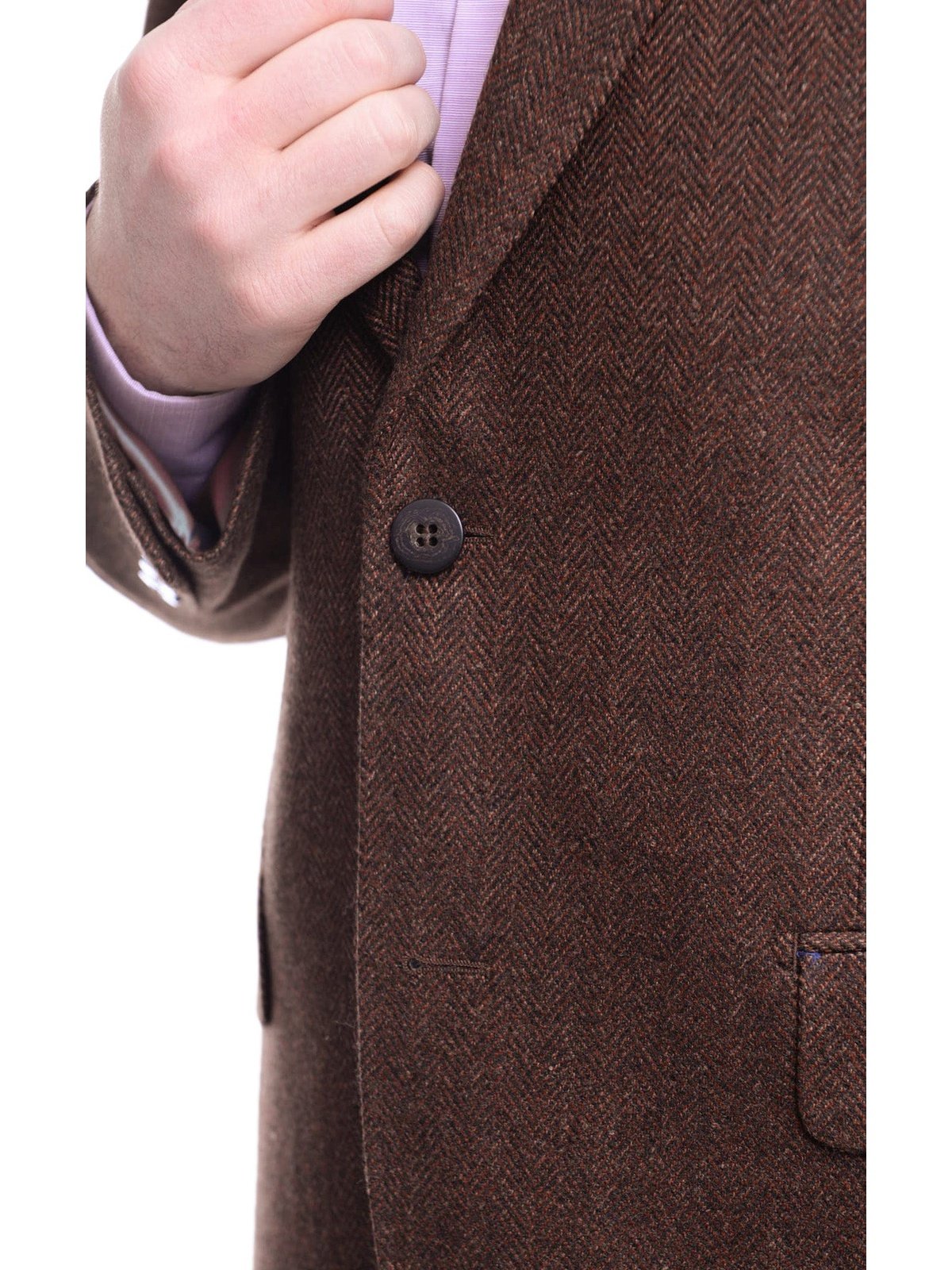 Napoli BLAZERS Napoli Slim Fit Brown Herringbone Half Canvassed Loro Piana Wool Sportcoat