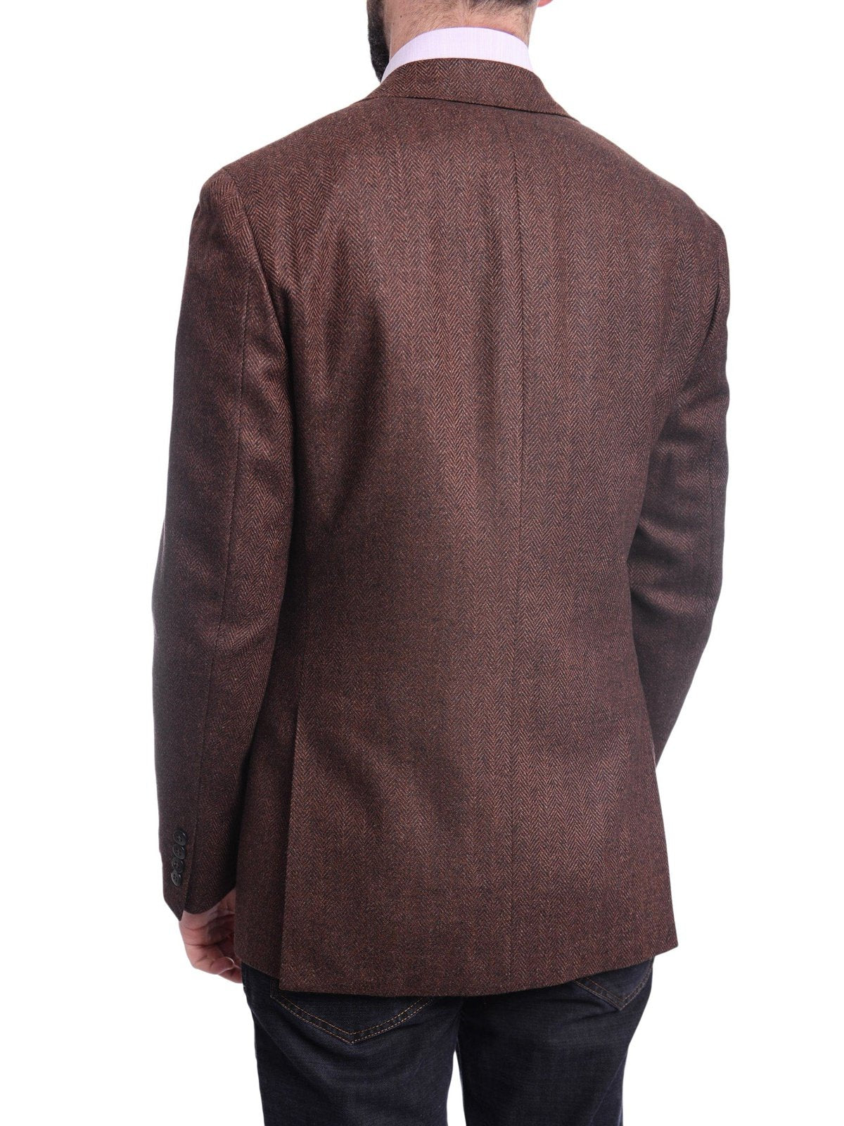 Napoli BLAZERS Napoli Slim Fit Brown Herringbone Half Canvassed Loro Piana Wool Sportcoat