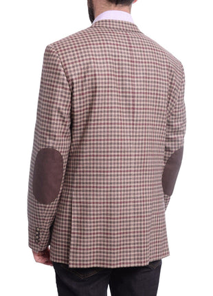 Napoli BLAZERS Napoli Slim Fit Brown & Red Check Half Canvassed Zegna Wool Cashmere Sportcoat