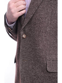 Thumbnail for Napoli BLAZERS Napoli Slim Fit Brown Textured Two Button Half Canvased Cashmere Blend Blazer