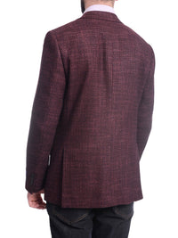 Thumbnail for Napoli BLAZERS Napoli Slim Fit Burgundy Woven Tweed Two Button Half Canvassed Wool Silk Blazer